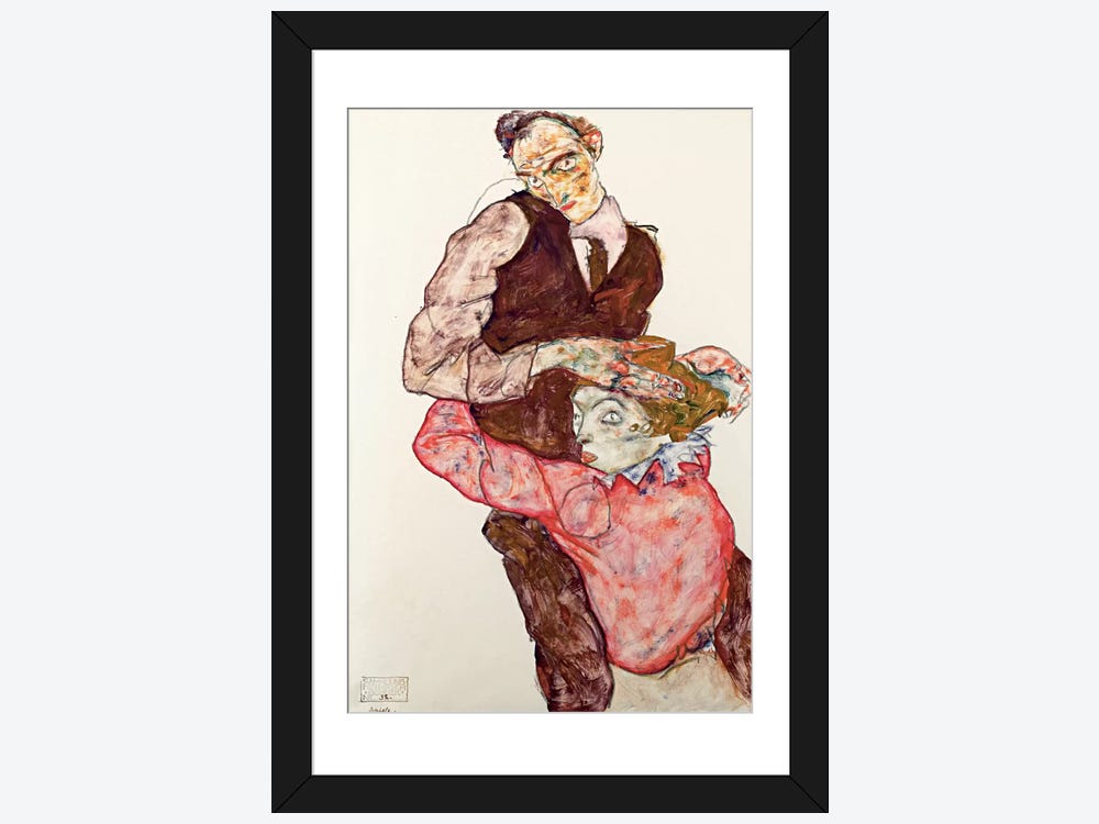 Lovers Framed Art Print by Egon Schiele | iCanvas